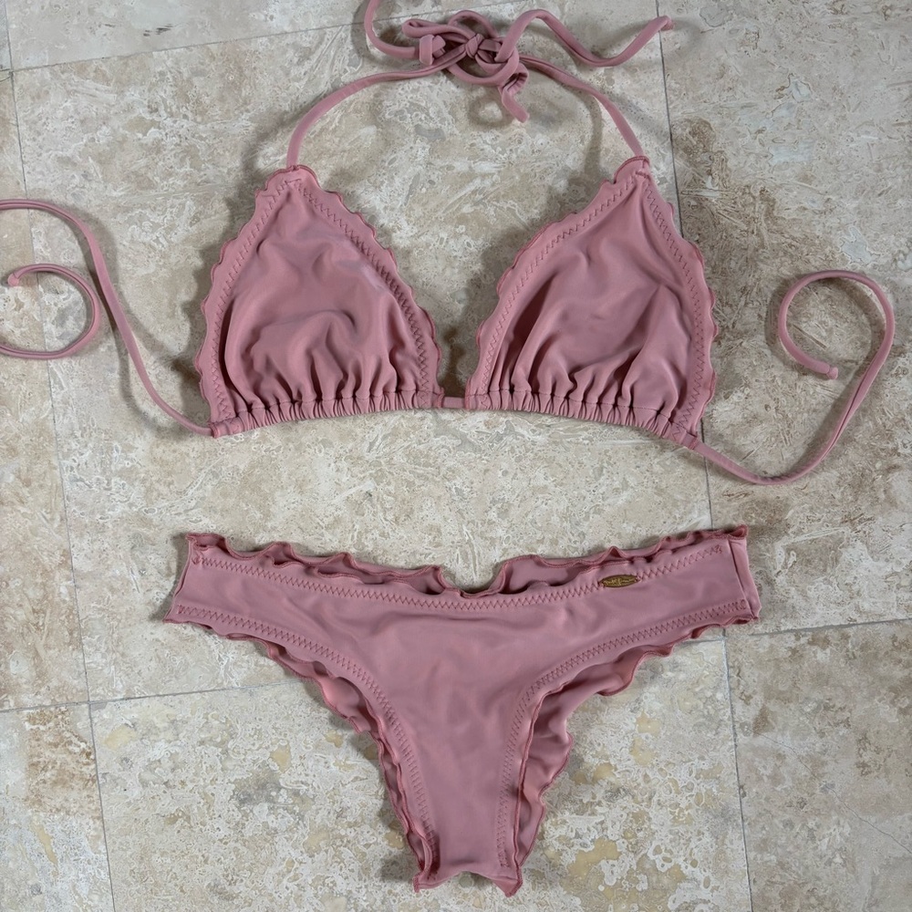 Pink Rose Costita Buena Ruffled Bikini Set